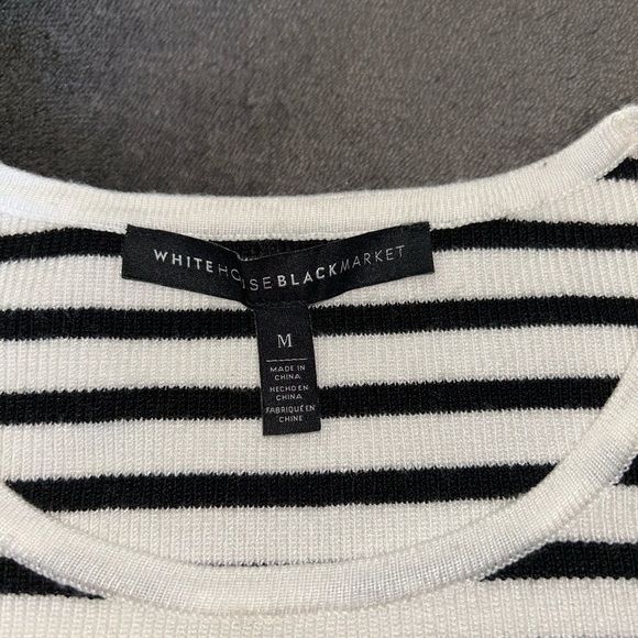 White House Black Market Size M Black & White Striped Long Sleeve Sweater Shirt - Picture 6 of 9